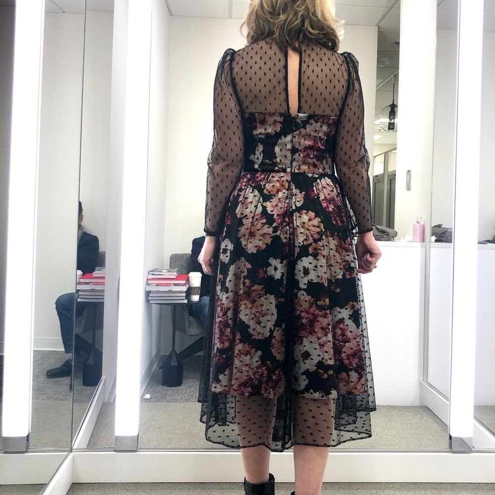 Eliza J Floral Polka Dot Mesh Overlay Dress, size 10 - Picture 8 of 16
